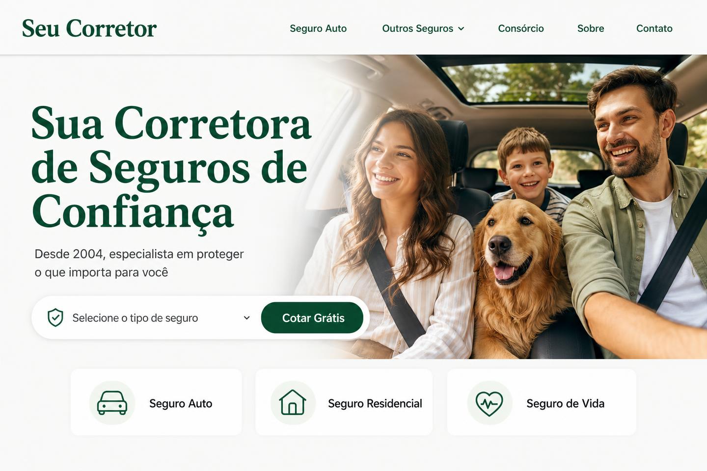 Tela Home do site modelo