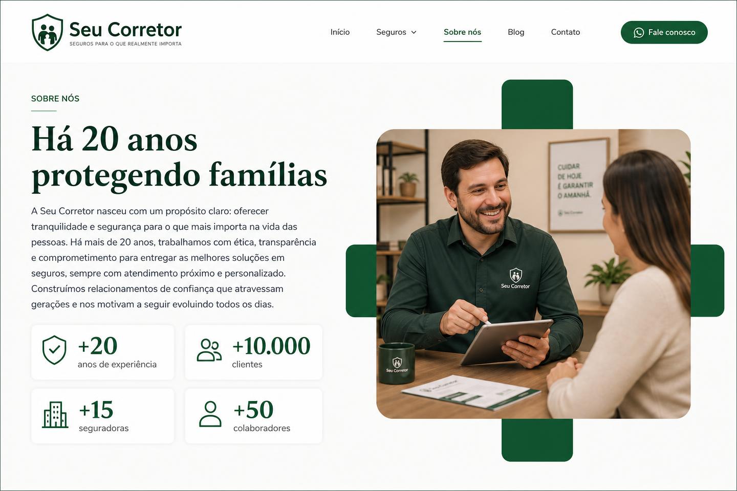 Tela Sobre do site modelo